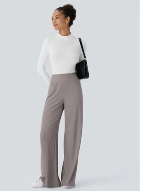 HALARA Wide-Leg High-Waist Pants in Gray